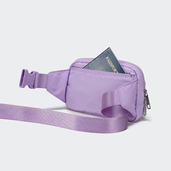 Lilac Large Nylon Belt Bag Fanny Pack with Adjustable Strap, Water-Resistant, Un - Picture 4 of 7